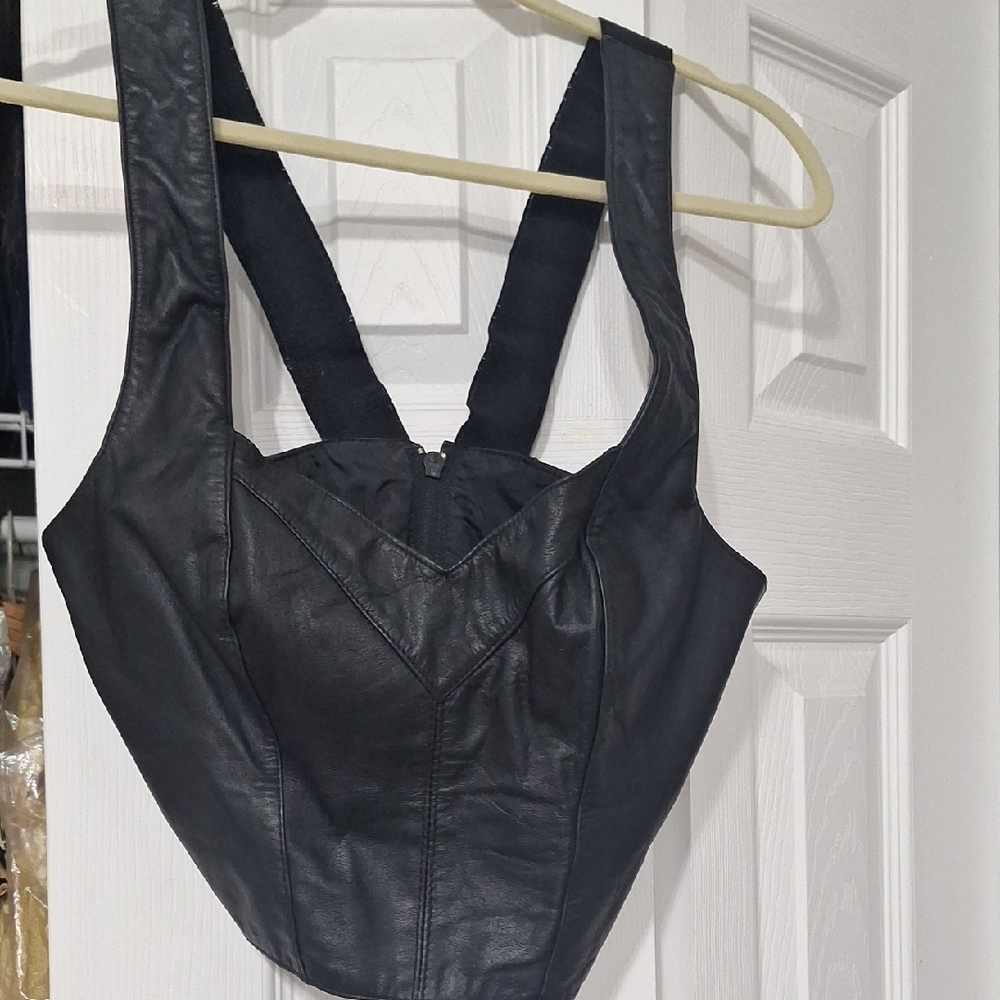 Biker Special Black Leather Women's Top